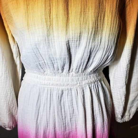 Universal Thread Women's 3/4 Sleeve Tie Dye Ombre Gauze Midi Dress Size Med - Picture 9 of 12